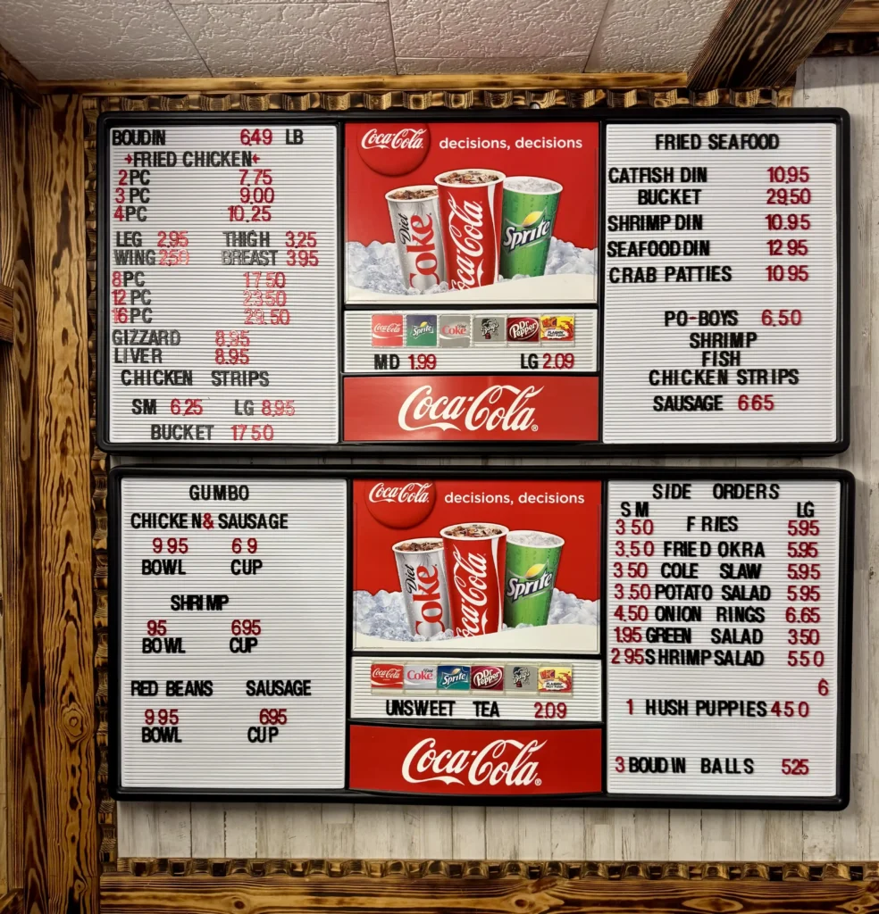 Boudin King Restaurant menu