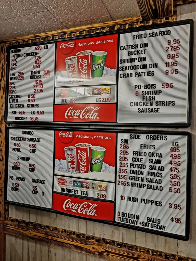 Boudin King Restaurant menu