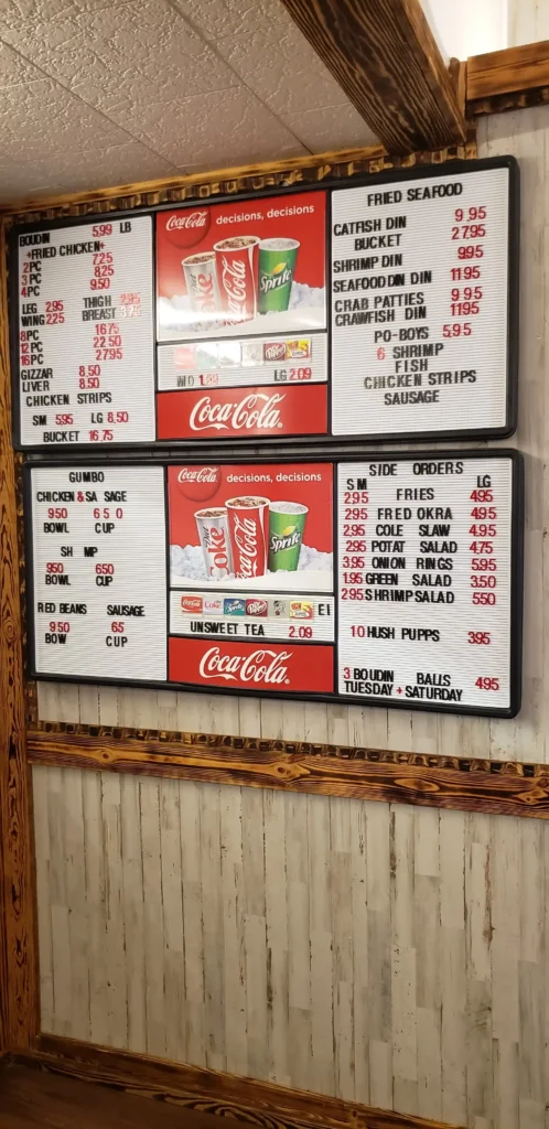 Boudin King Restaurant menu